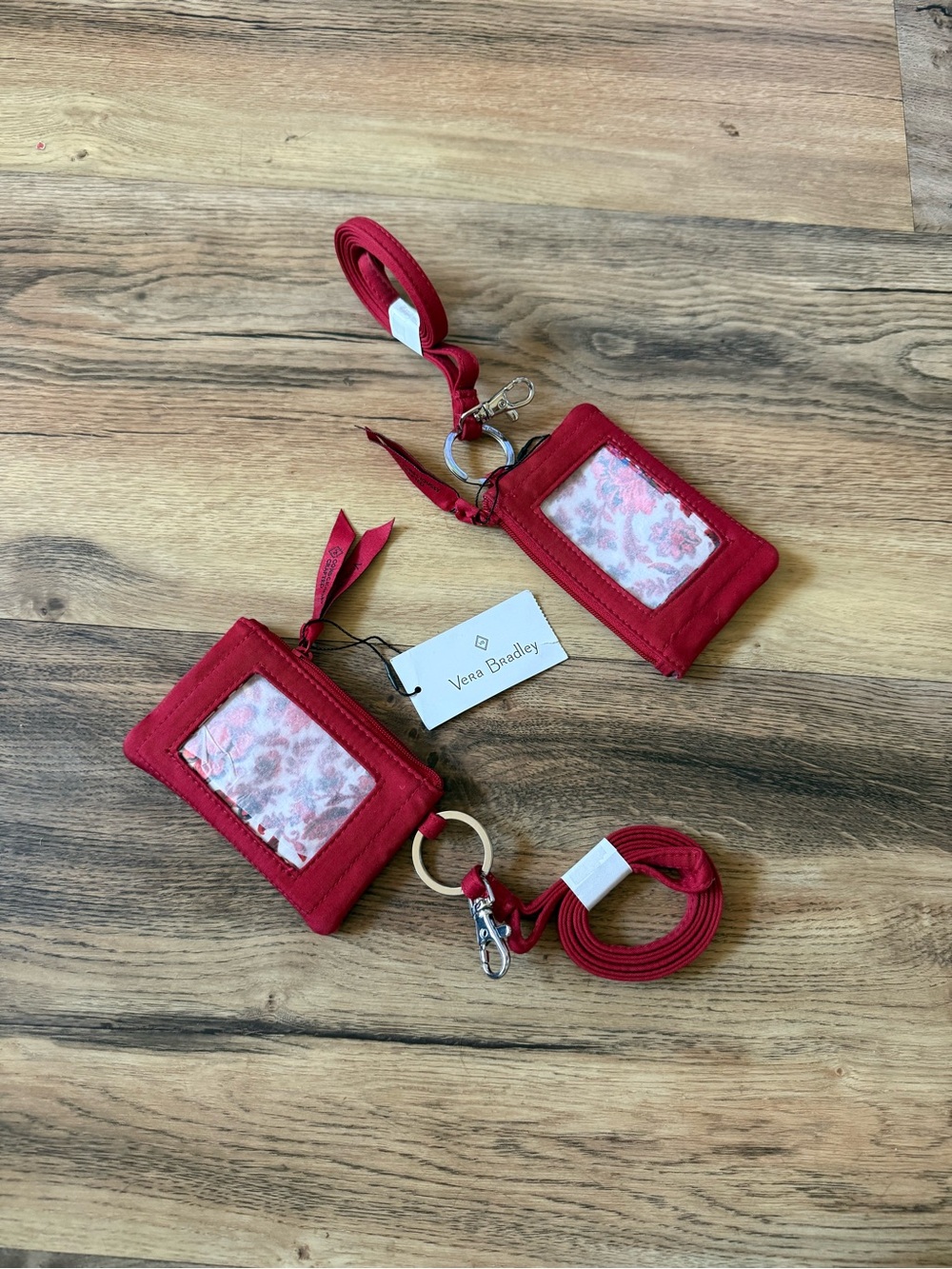 Vera Bradley Red Floral ID Card Holder Lanyard Set of 2